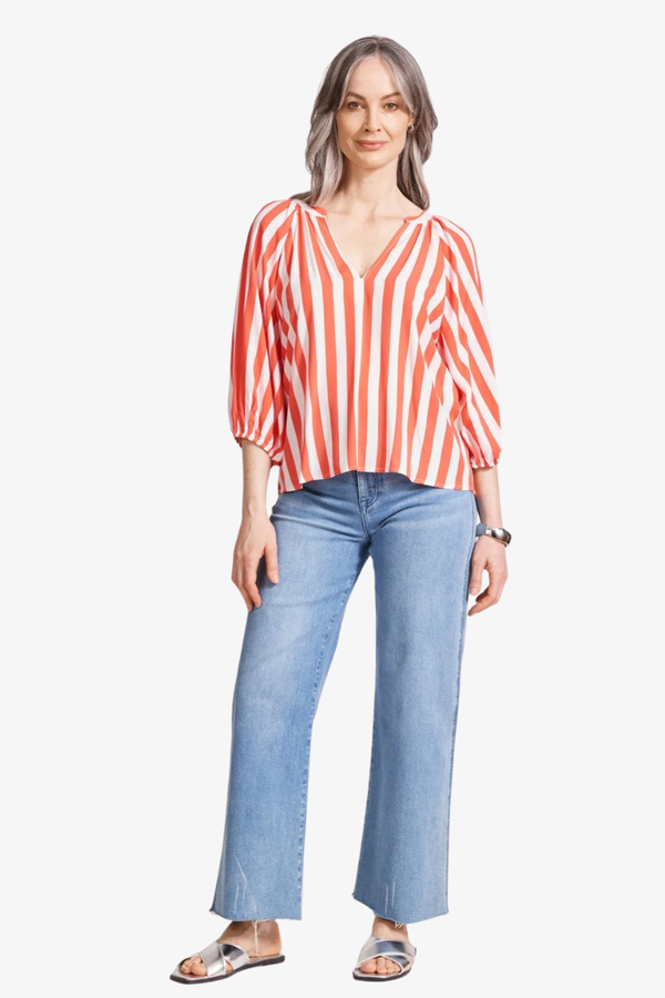 Eb & Ive - Treville Striped Blouse - Coral