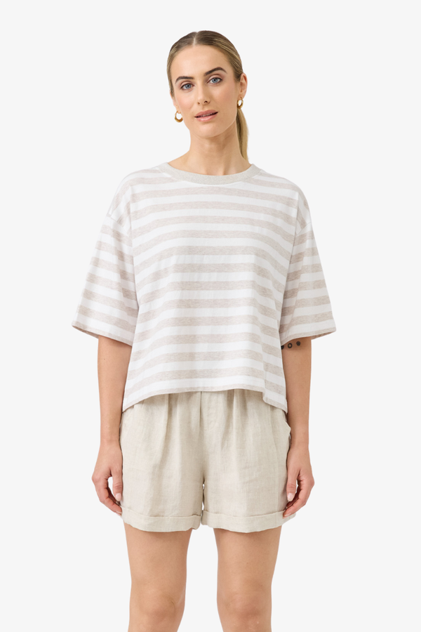 Eb & Ive -  Studio Stripe Tee  - Stone