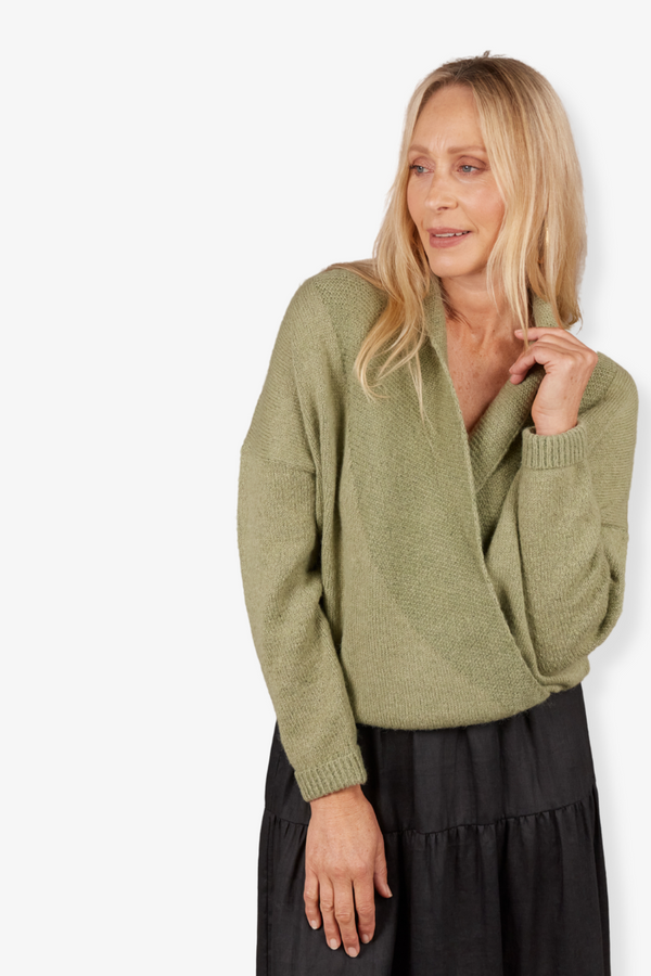 Eb & Ive - Paarl Crossover Knit - Sage