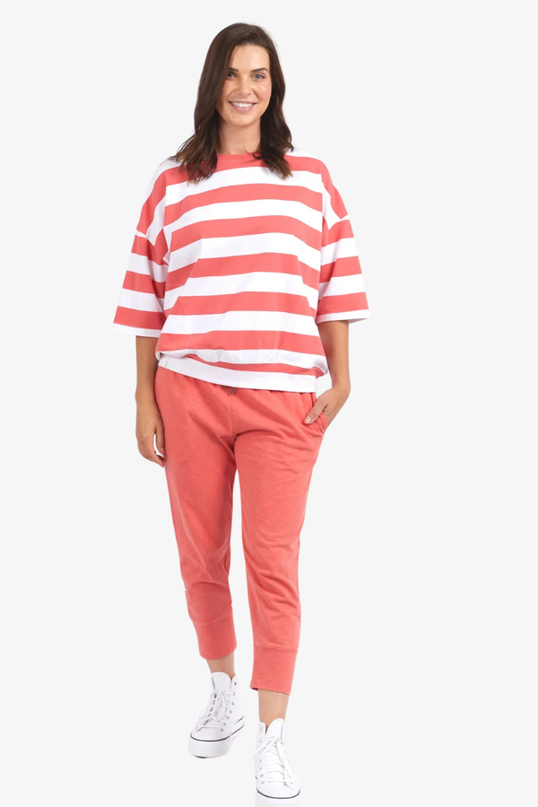 Elm - Fundamental Mazie Sweat - Watermelon/White Stripe