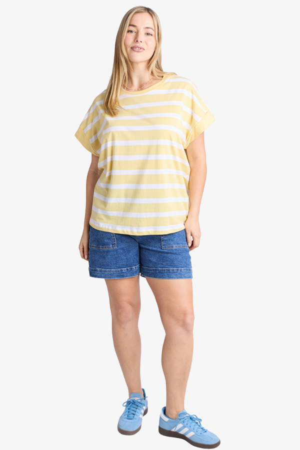 Elm - Maddison Tee - Banana  / White Stripe