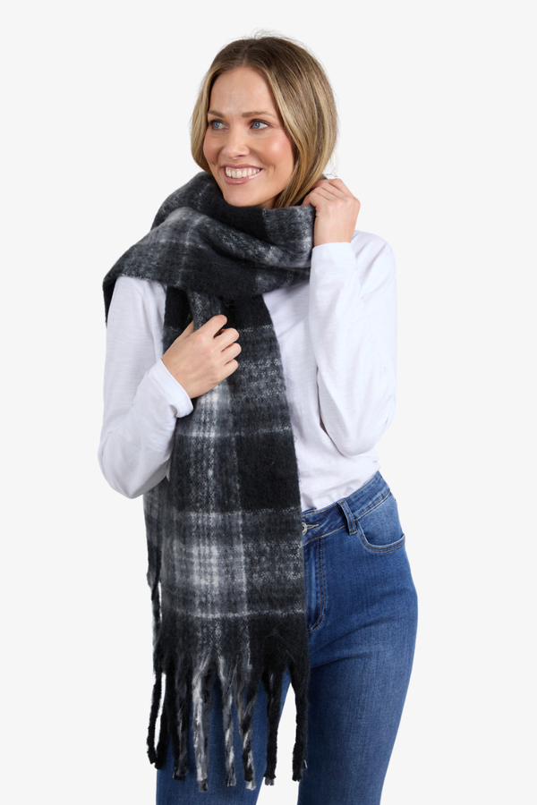 Elm - Crest Scarf - Black/White Check