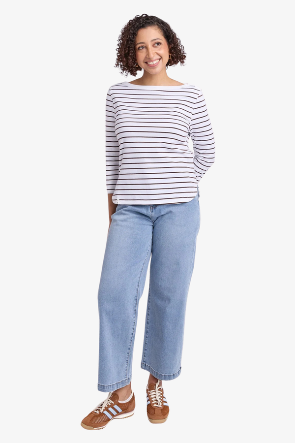 Elm -  Eliza Boat Neck Tee - Coffee