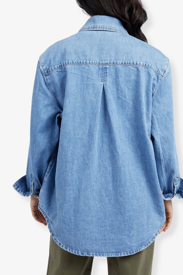 Elm - Odette - L/S Denim Shirt - Mid Blue Wash
