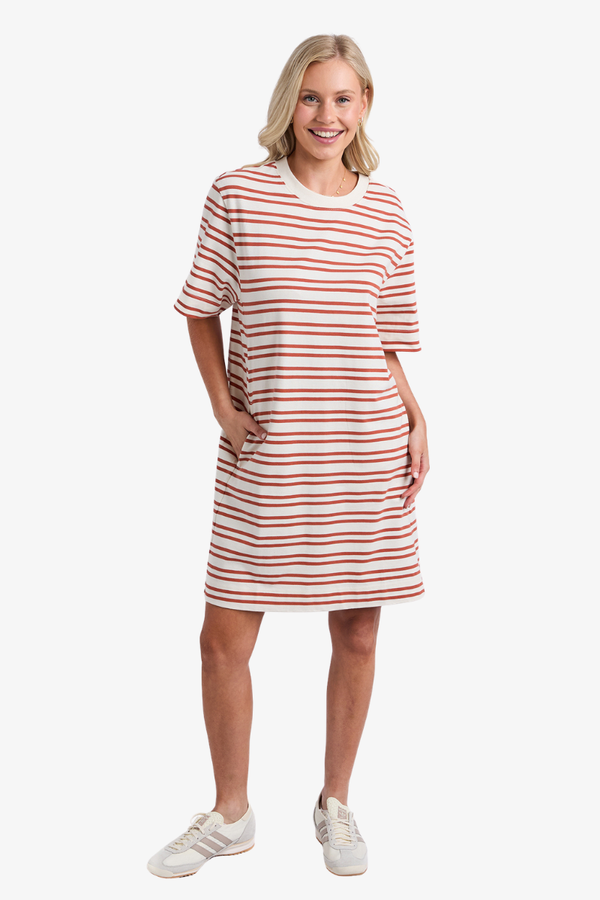 Elm - Rouge Tee Dress - Tan Stripe