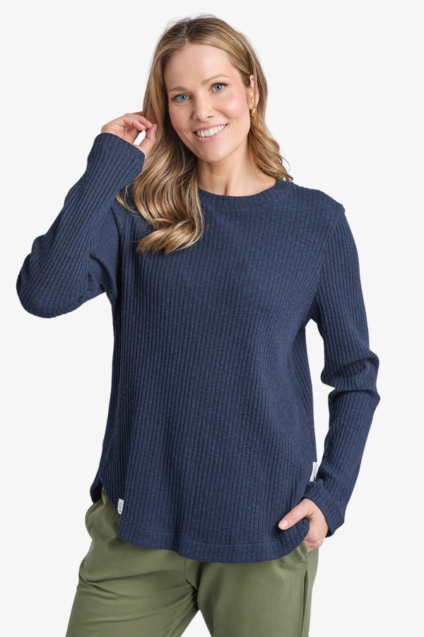 Elm - Veronica Rib Long Sleeve Tee - Navy