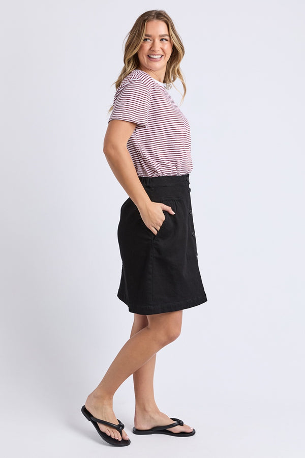 Foxwood - Hutch Stripe Tee - Russet Brown / White Stripe