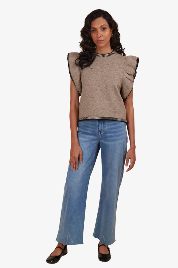 Isle of Mine - Athena Frill Knit Top - Taupe