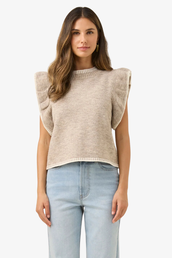 Isle of Mine - Athena Frill Knit Top - Stone
