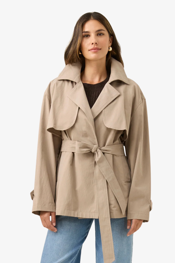 Isle of Mine -  Farida Cropped Trench - Stone