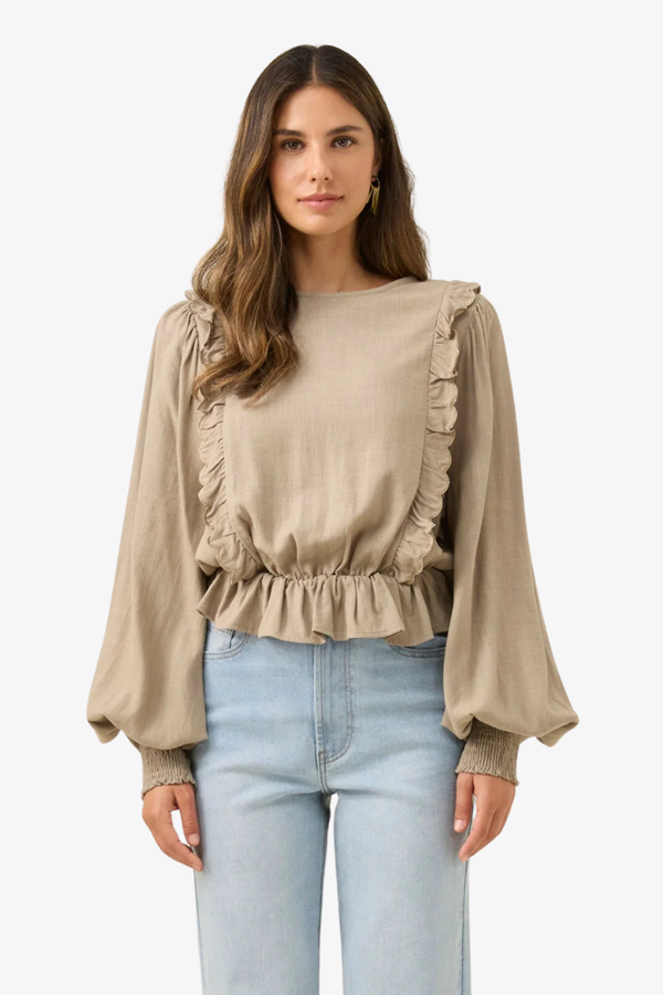 Isle of Mine - Grace Frill Top - Stone