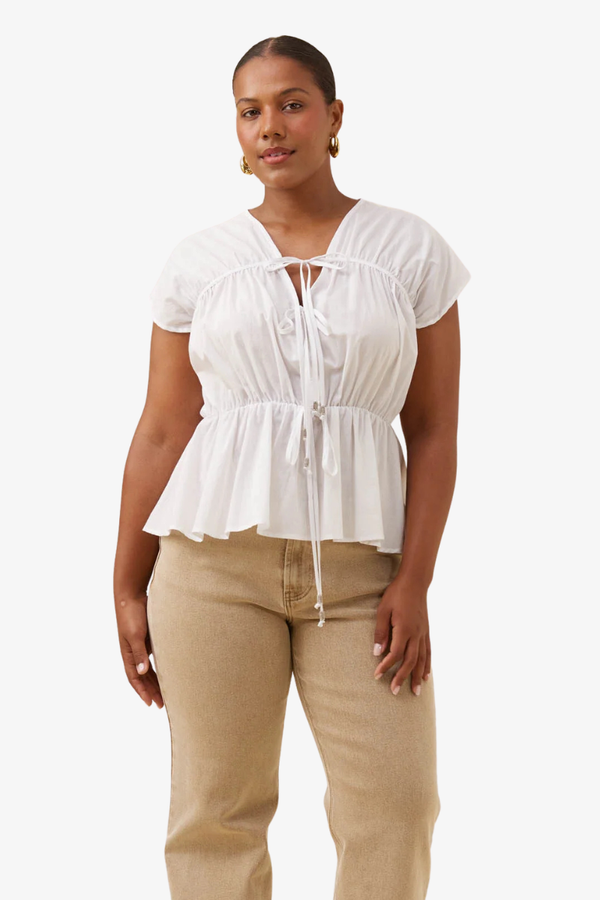 Isle of Mine - Rosa Tie Top  - White