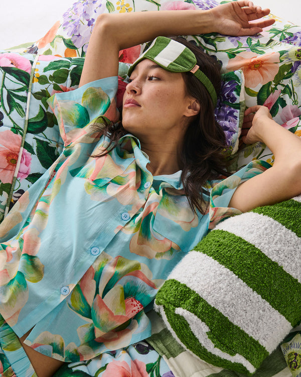 Kip & Co - Velvet Eye Mask - Moss Stripe