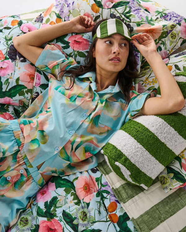 Kip & Co - Velvet Eye Mask - Moss Stripe