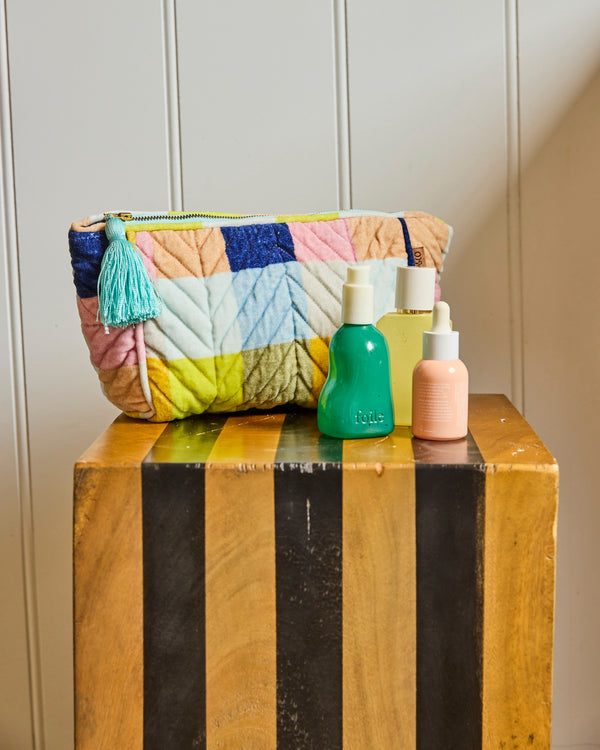 Kip & Co -  Velvet Toiletry Bag - Florida Tartan