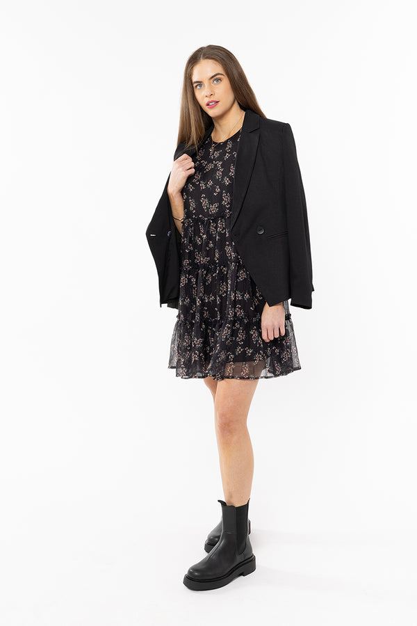 Liela + Luca - Claire Tiered Mini Dress - Black Blush