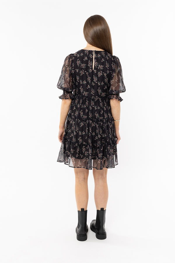 Liela + Luca - Claire Tiered Mini Dress - Black Blush