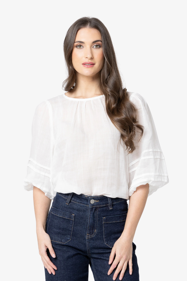 Leila + Luca - Fateful Puff Sleeve Top - Ivory