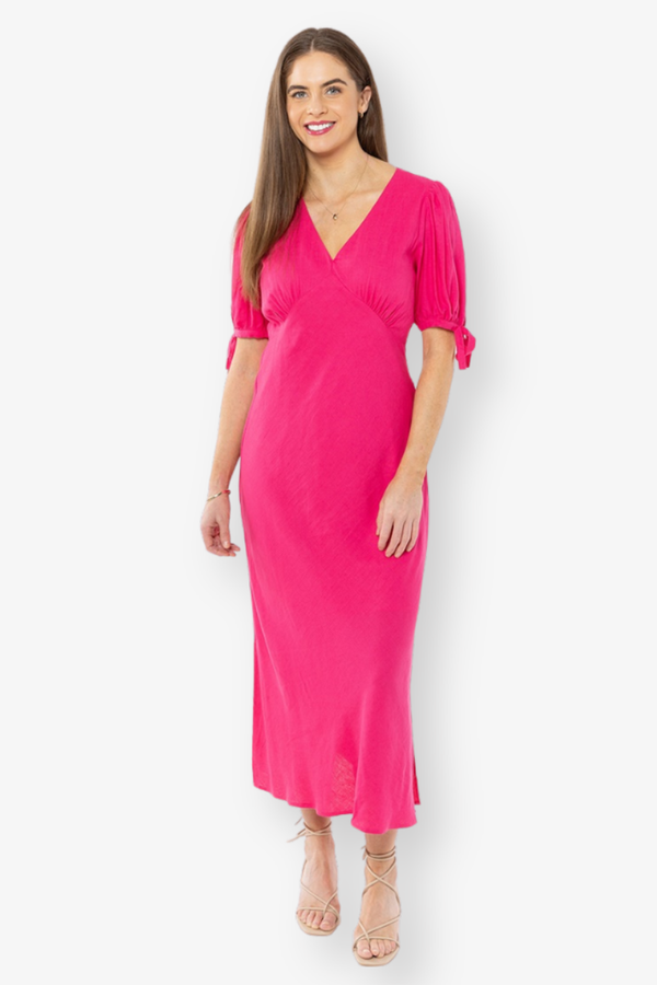 Leila + Luca - Smart Dress - Hot Pink Linen