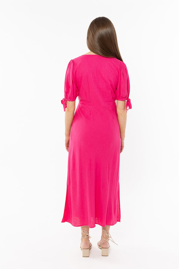 Leila + Luca - Smart Dress - Hot Pink Linen