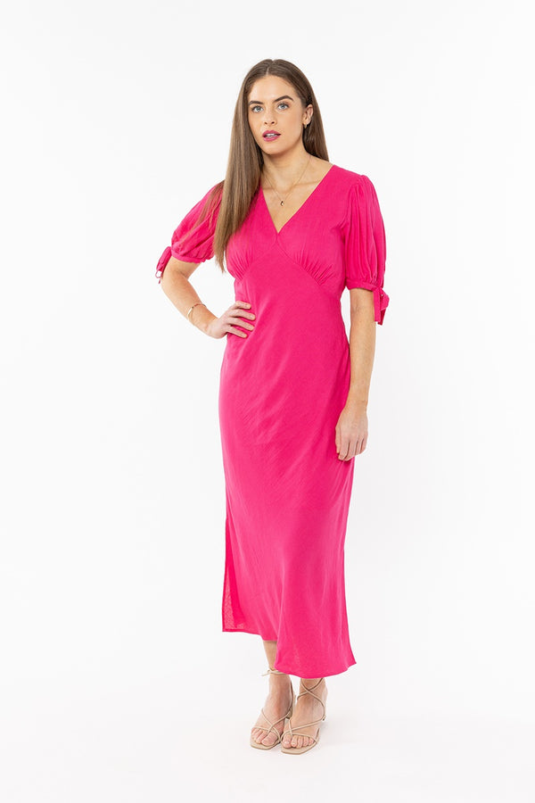 Leila + Luca - Smart Dress - Hot Pink Linen