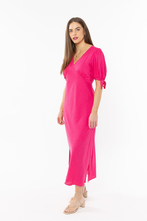 Leila + Luca - Smart Dress - Hot Pink Linen