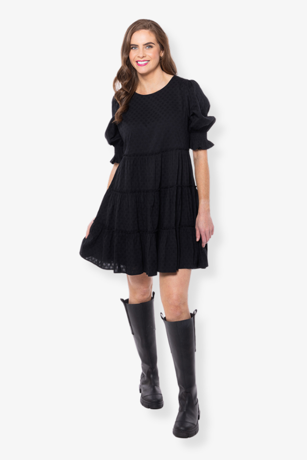 Liela + Luca - Claire Tiered Mini Dress - Black