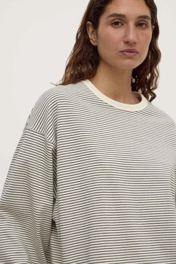 Assembly Label - Malone Cropped Stripe Long Sleeve Tee - Cream/Black