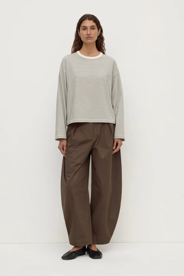 Assembly Label - Malone Cropped Stripe Long Sleeve Tee - Cream/Black