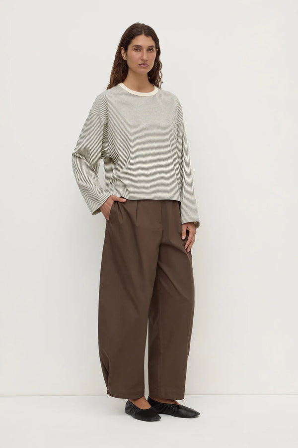 Assembly Label - Malone Cropped Stripe Long Sleeve Tee - Cream/Black