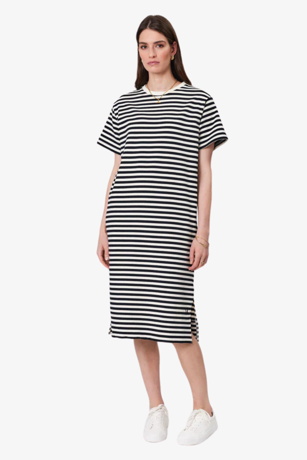 Marlow - Weekday Midi Dress - Ivory/Black Stripe