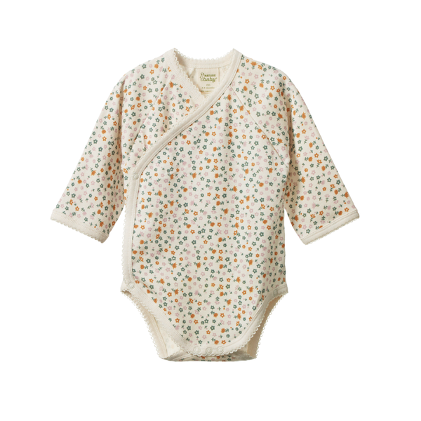 Nature Baby - Long Sleeve Kimono Body Suit - Pollyanna Print