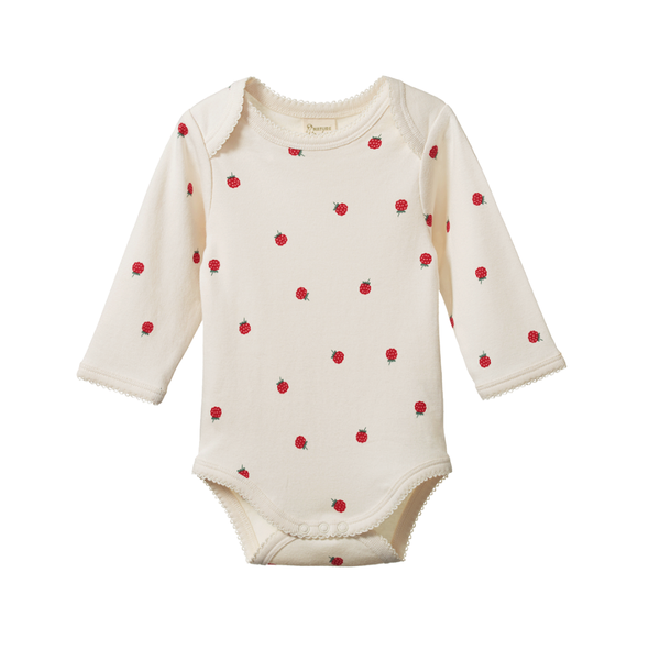 Nature Baby - Long Sleeve Bodysuit - Raspberry Print