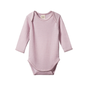 Nature Baby - Merino Pointelle Long Sleeve Bodysuit - Lilac