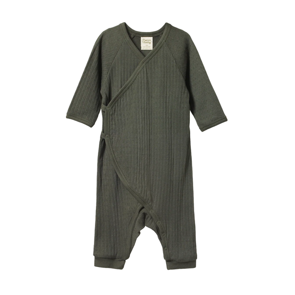 Nature Baby - Pointelle Kimono Stretch And Grow - Thyme