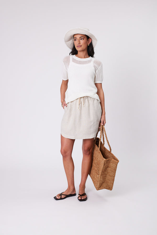 Marlow - Newport Mesh Knit Tee - Ivory