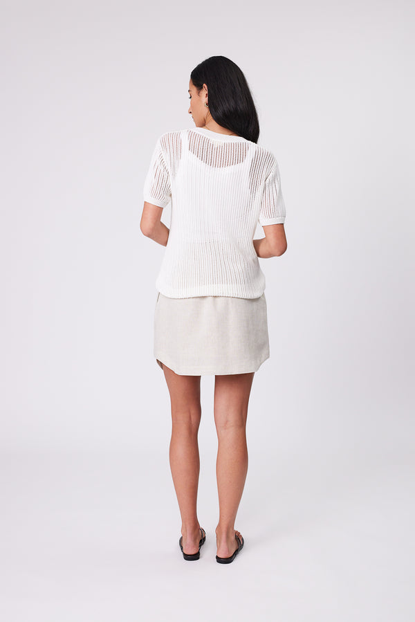 Marlow - Newport Mesh Knit Tee - Ivory