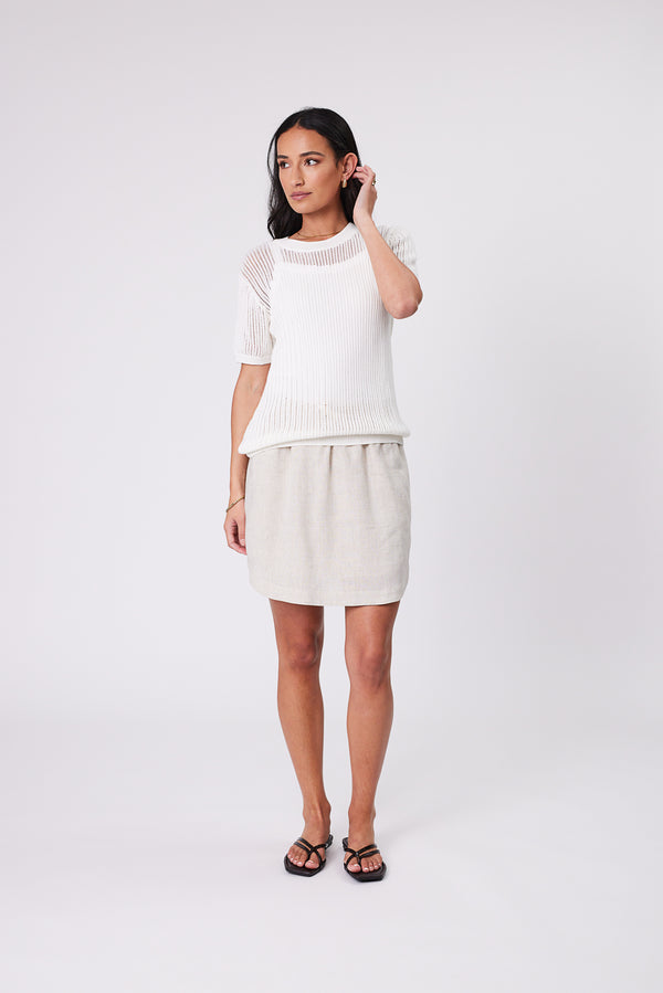 Marlow - Newport Mesh Knit Tee - Ivory