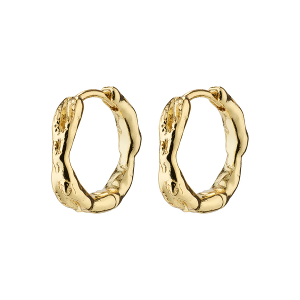 Pilgrim - Eddy Recycled Organic Shaped Small Hoops - Gold