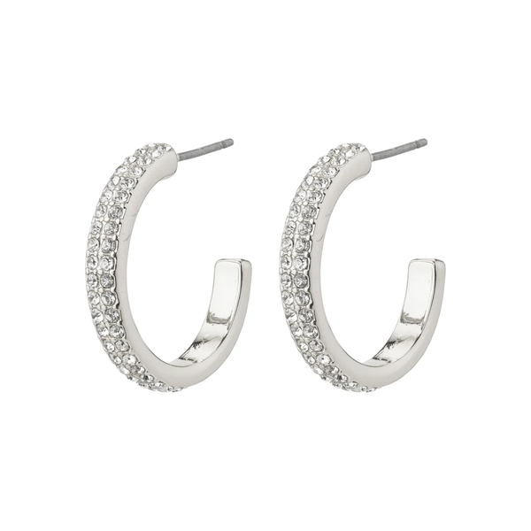 Pilgrim - Heat Recycled Crystal Hoop Earrings - Silver