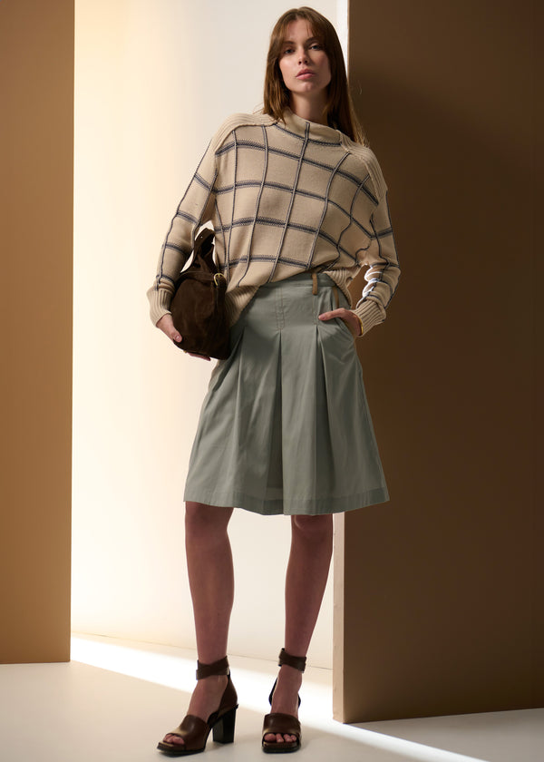 Pol - Sable Funnel Neck Knit - Pebble/Ink