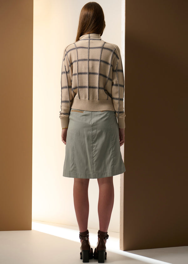 Pol - Sable Funnel Neck Knit - Pebble/Ink