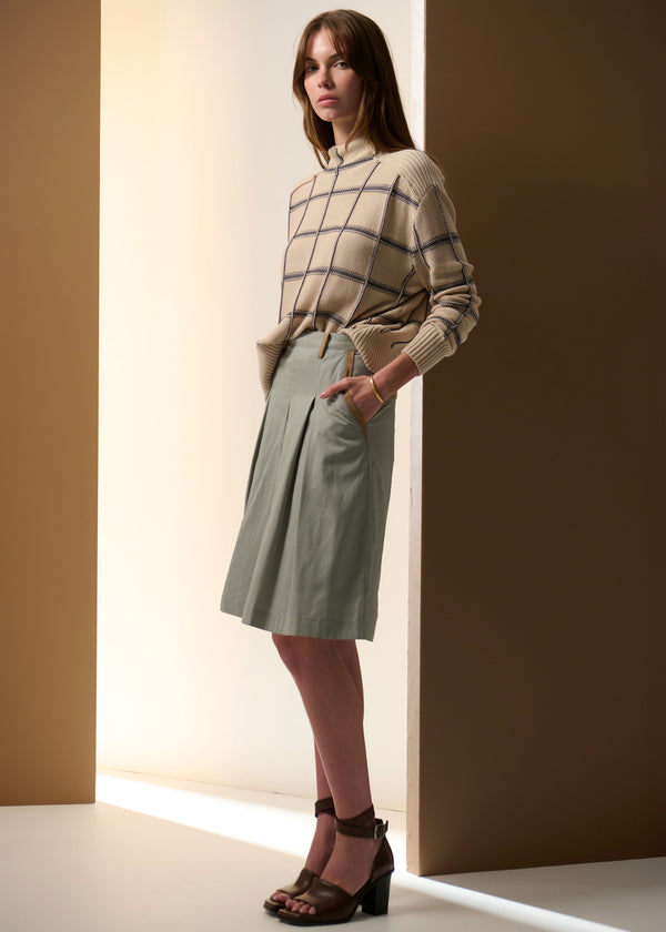 Pol - Sable Funnel Neck Knit - Pebble/Ink