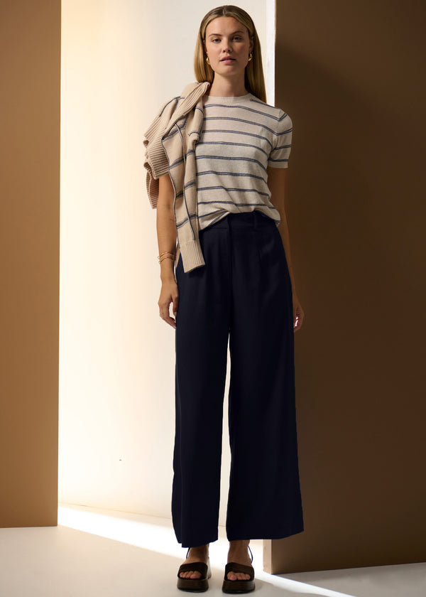 Pol - Sable Tee Stripe - Pebble/Blue