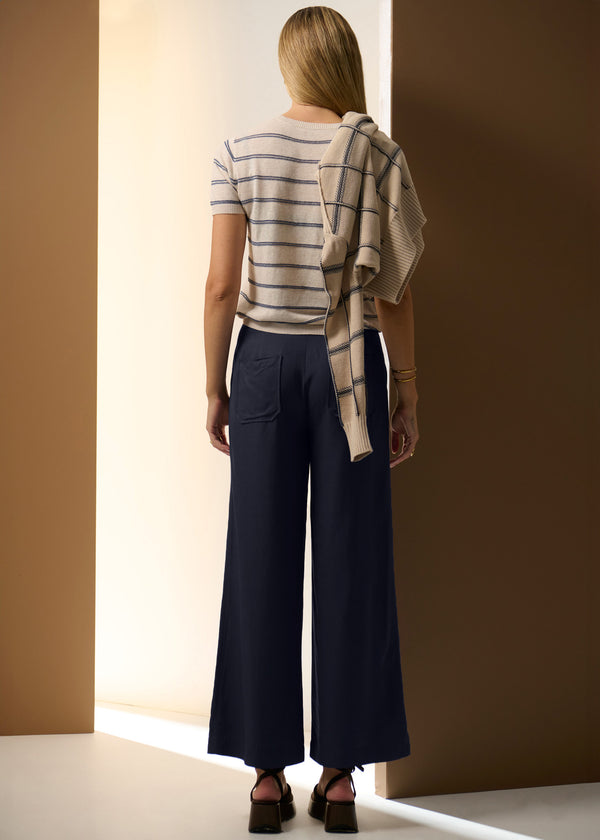 Pol - Sable Tee Stripe - Pebble/Blue