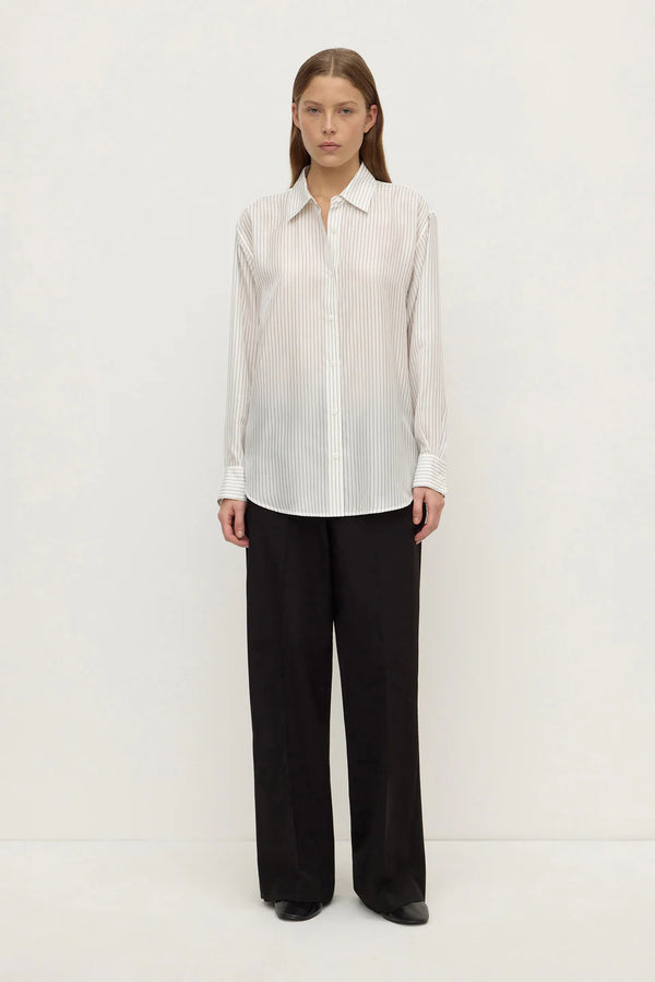 Assembly Label - Saskia Silk Shirt- Cream/Charcoal Stripe