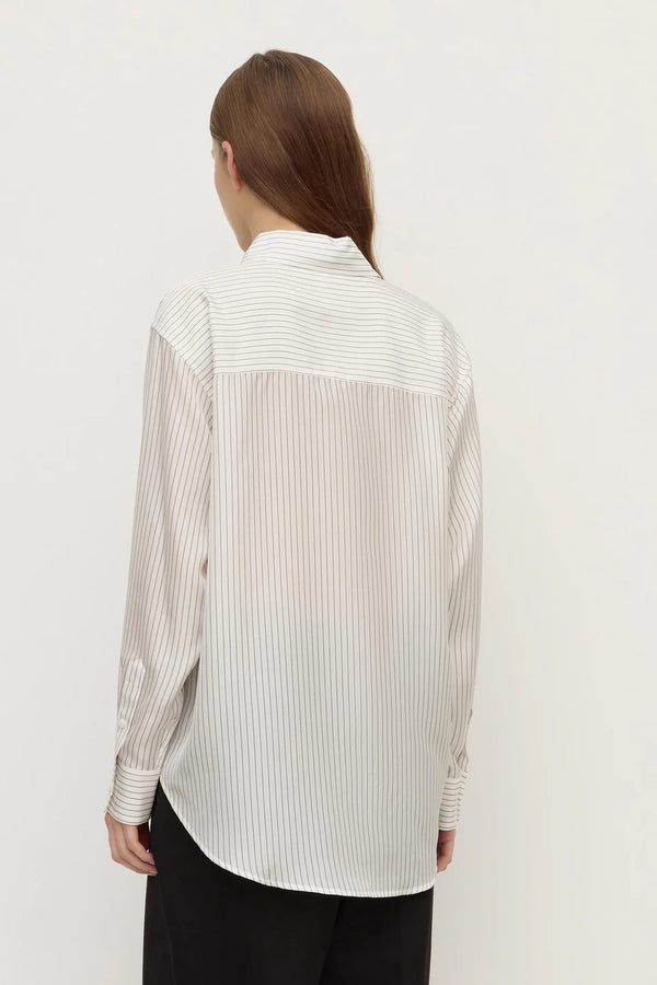 Assembly Label - Saskia Silk Shirt- Cream/Charcoal Stripe