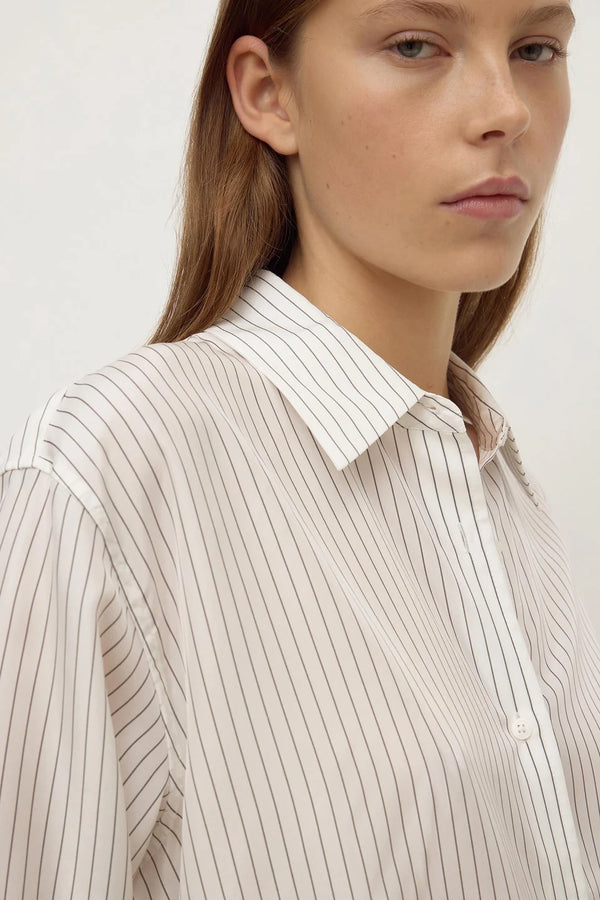 Assembly Label - Saskia Silk Shirt- Cream/Charcoal Stripe