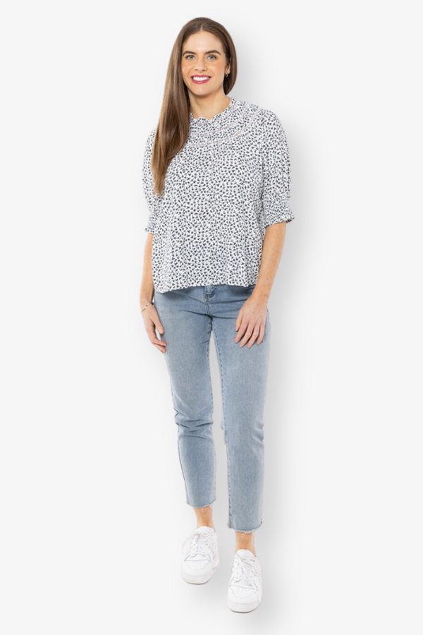 Seeking Lola - Short Sleeve Delilah Top - Navy Poppy