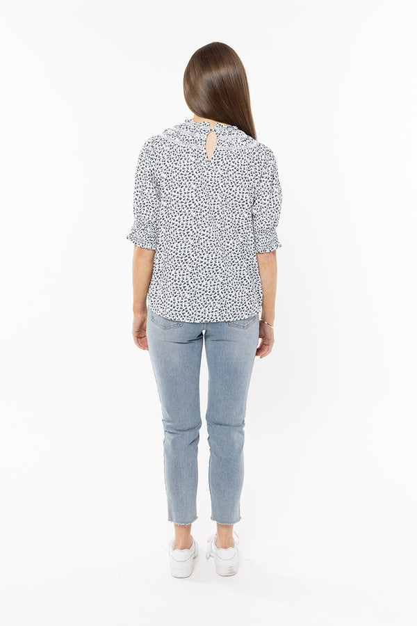 Seeking Lola - Short Sleeve Delilah Top - Navy Poppy